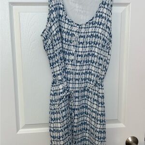 Chic Blue and White Midi Dress